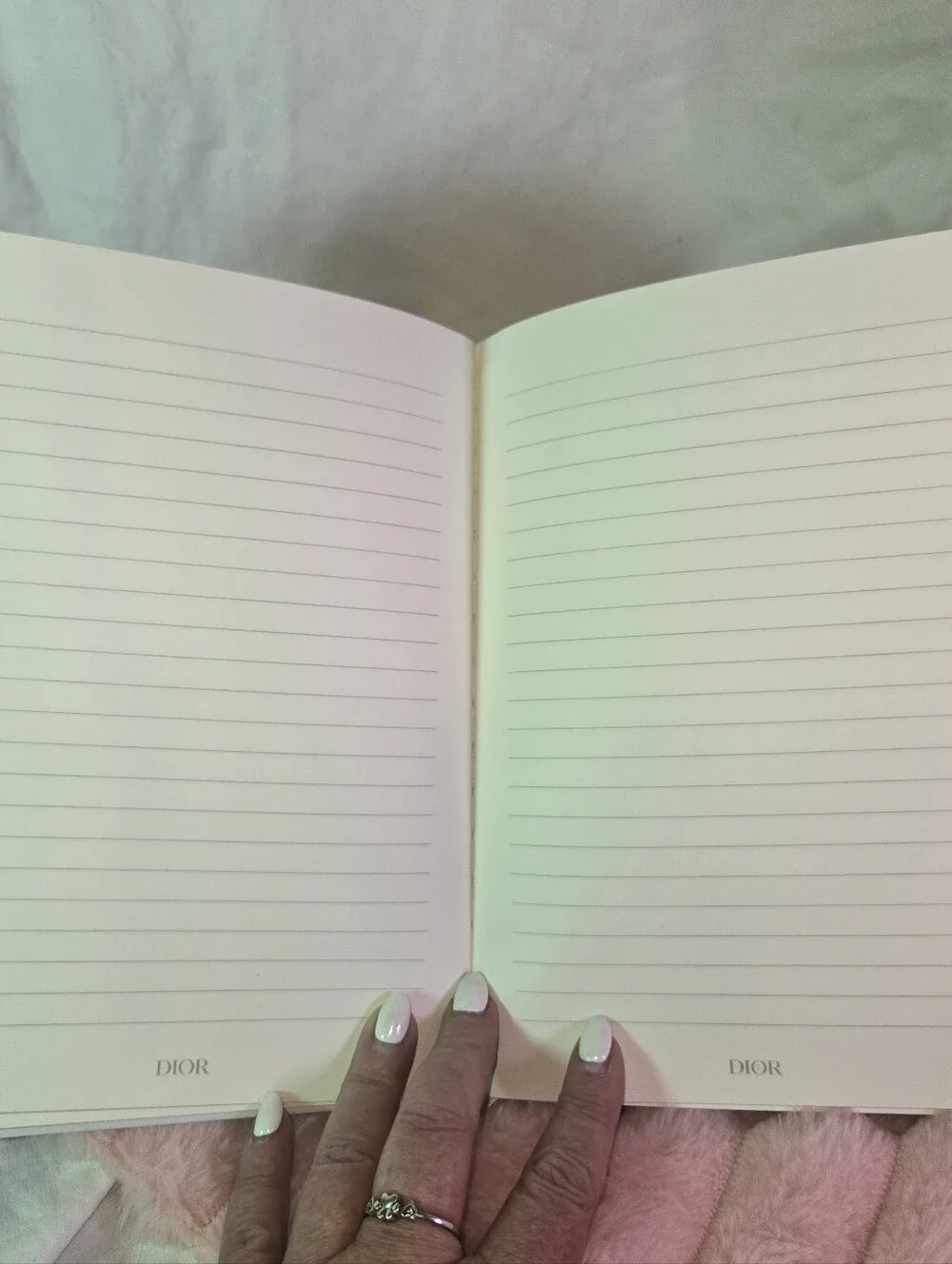 Dior White Hardcover Notebook with Gold Star and Black Filigree